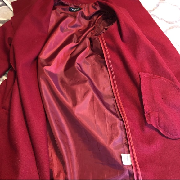 Sz M Chicwish Free Myself Woolblend Deep Red Coat - Picture 13 of 16